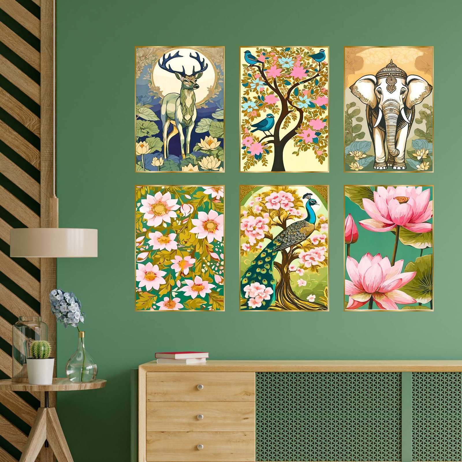 Set of Six Wall Paintings for Wall Dacoration Golden Framed Wall Paintings for Living Room & Bedroom Wall Art for Home Decoration & Office Wall Dรฉcor (13x10 inch CH-GD6-7) - Image 3