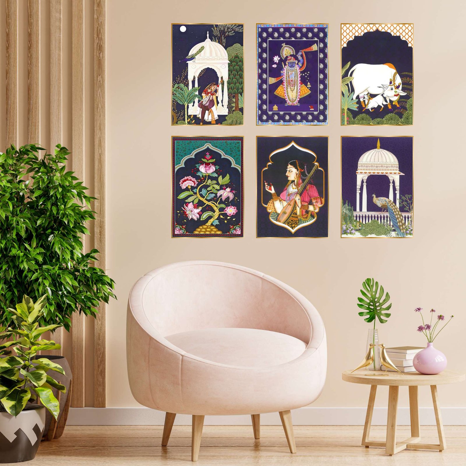 Set of Six Wall Paintings for Wall Dacoration Golden Framed Wall Paintings for Living Room & Bedroom Wall Art for Home Decoration & Office Wall Dรฉcor (13x10 inch CH-GD6-3) - Image 3
