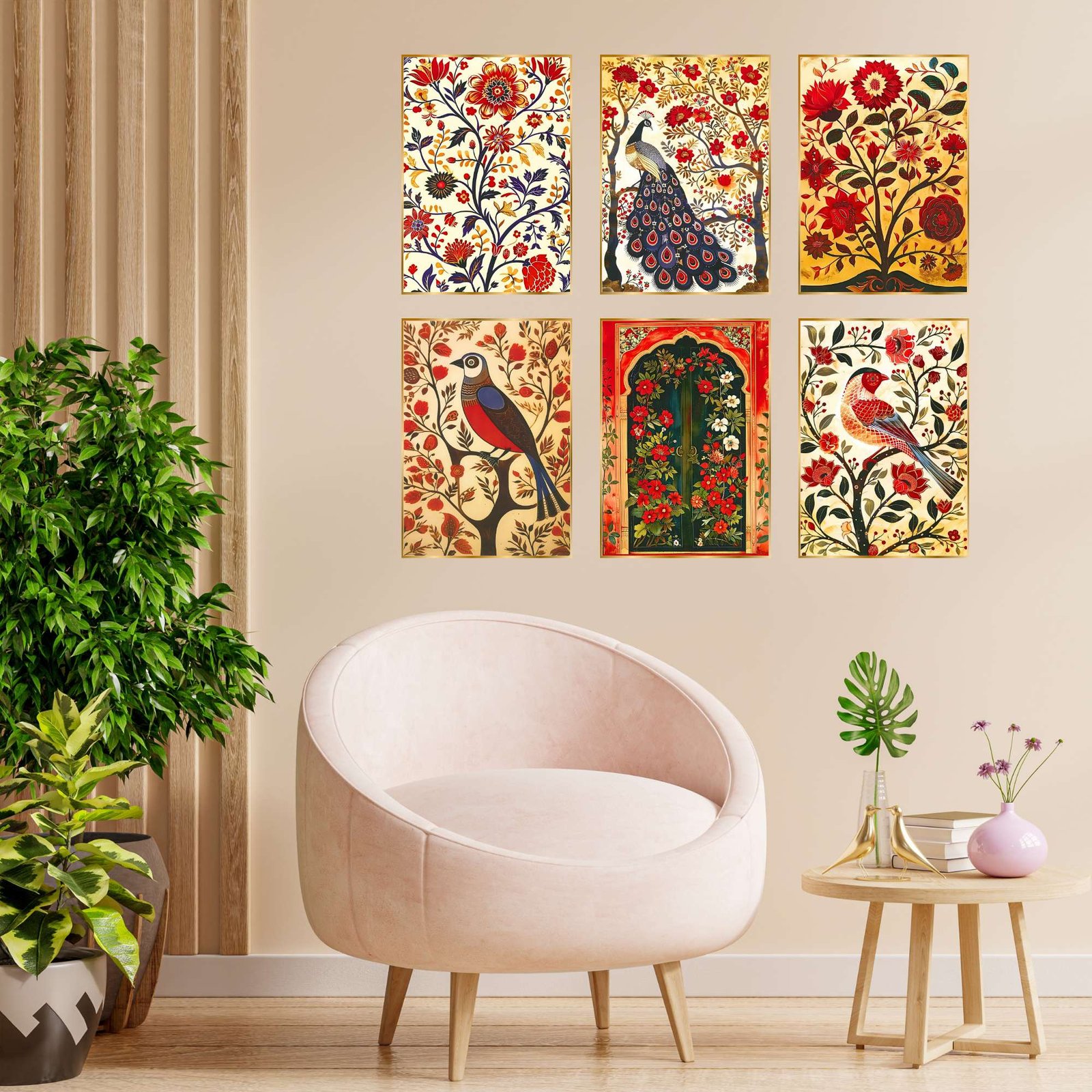 Set of Six Wall Paintings for Wall Dacoration Golden Framed Wall Paintings for Living Room & Bedroom Wall Art for Home Decoration & Office Wall Dรฉcor (13x10 inch CH-GD6-9)