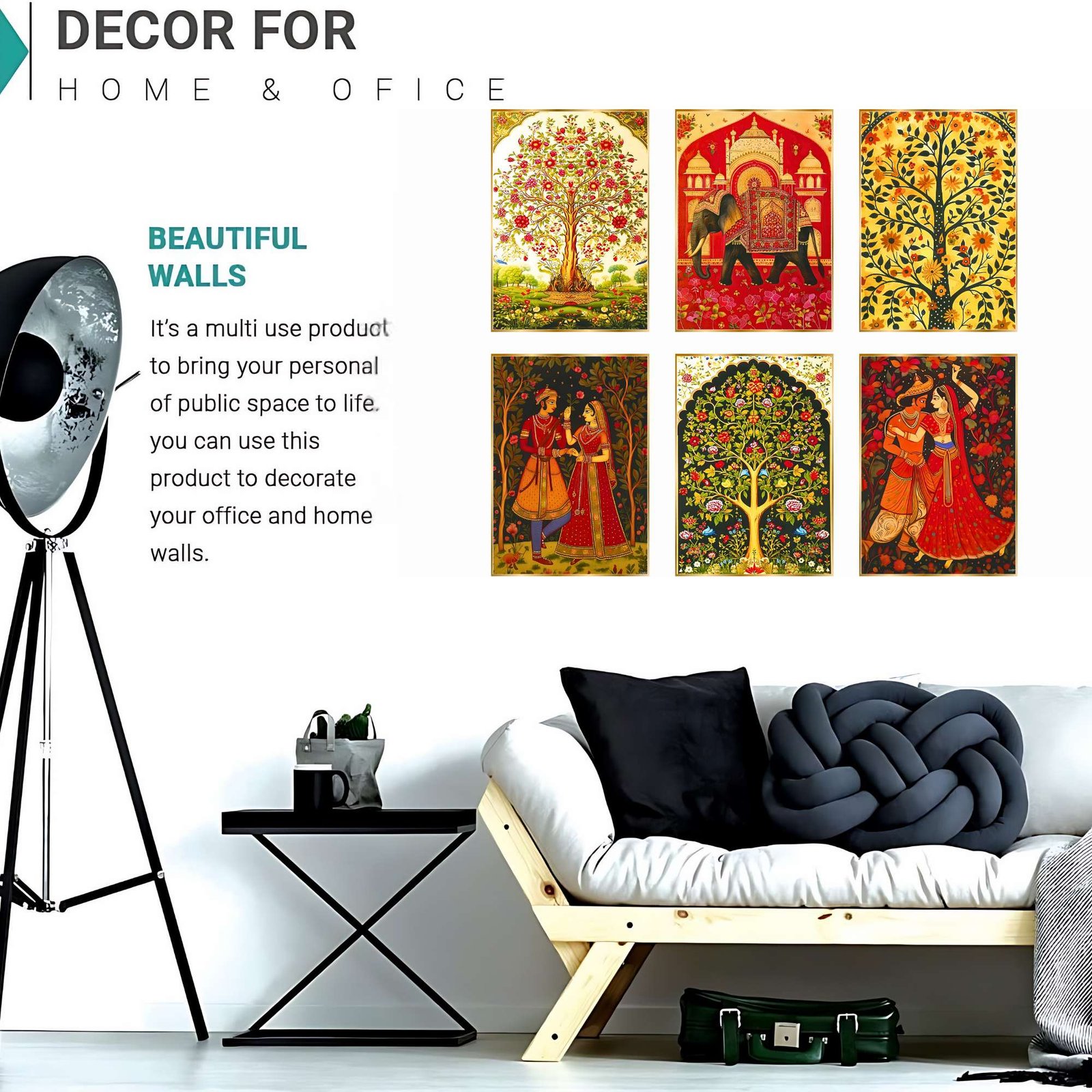 Set of Six Wall Paintings for Wall Dacoration Golden Framed Wall Paintings for Living Room & Bedroom Wall Art for Home Decoration & Office Wall Dรฉcor (13x10 inch CH-GD6-10) - Image 3