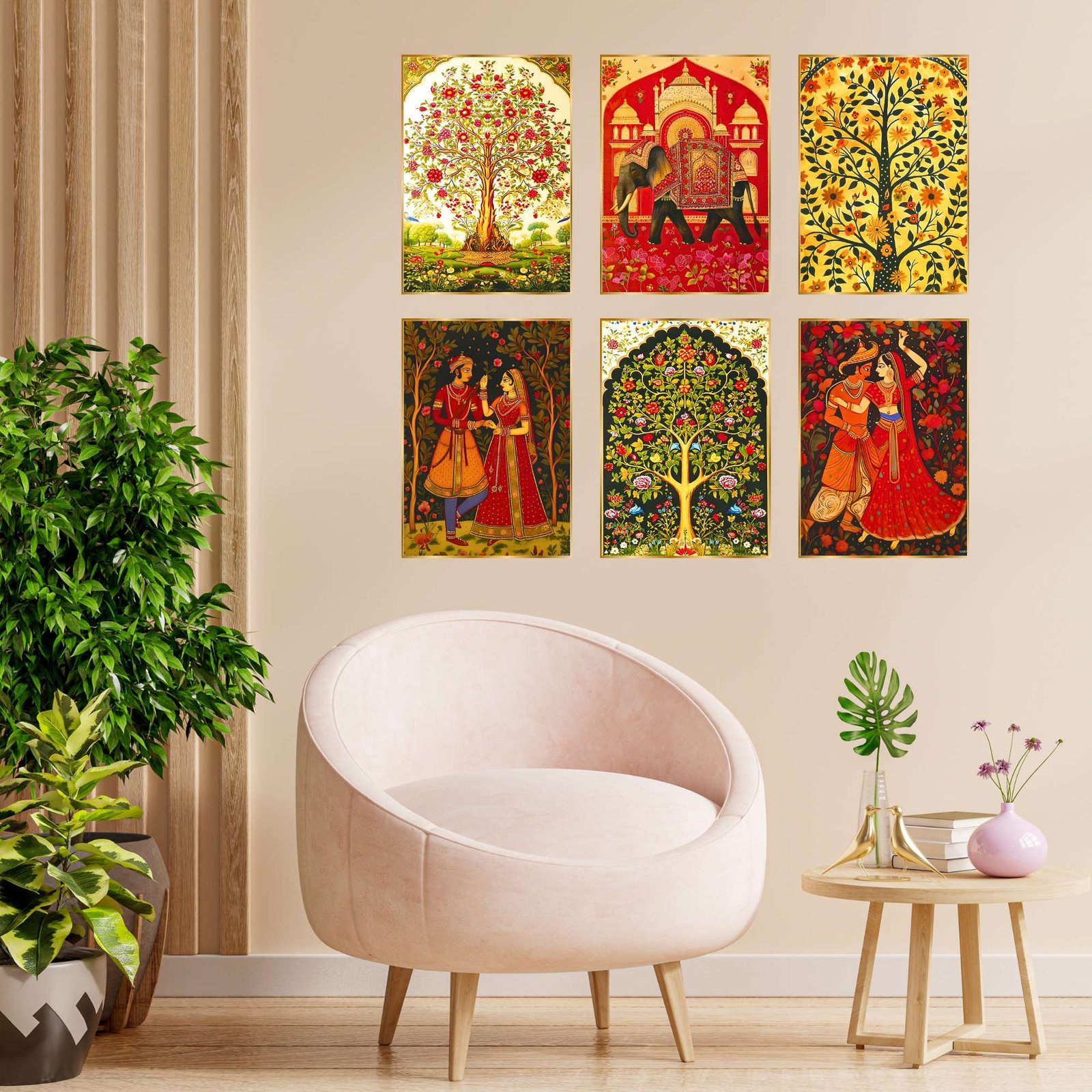 Set of Six Wall Paintings for Wall Dacoration Golden Framed Wall Paintings for Living Room & Bedroom Wall Art for Home Decoration & Office Wall Dรฉcor (13x10 inch CH-GD6-10)