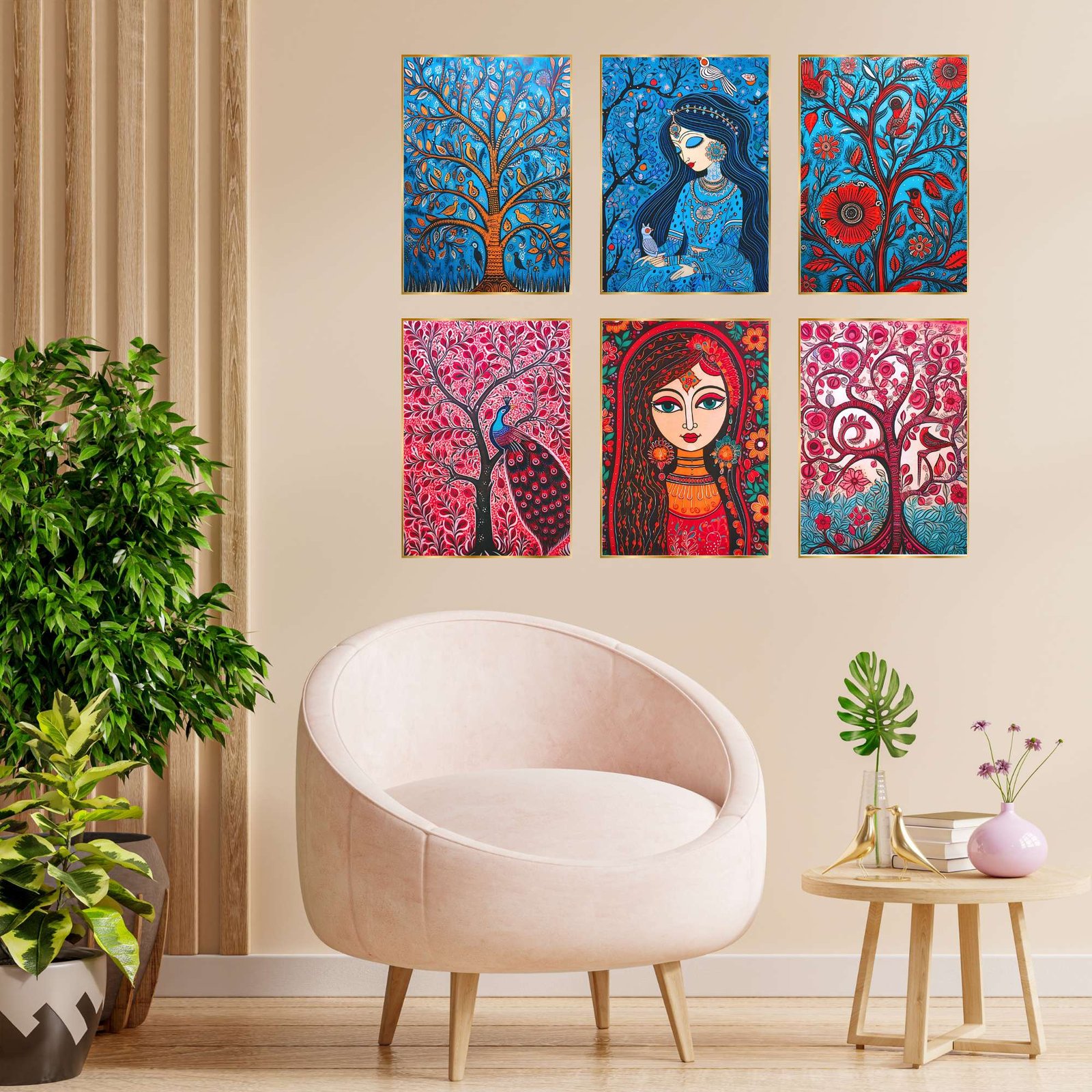 Set of Six Wall Paintings for Wall Dacoration Golden Framed Wall Paintings for Living Room & Bedroom Wall Art for Home Decoration & Office Wall Dรฉcor (13x10 inch CH-GD6-1) - Image 2
