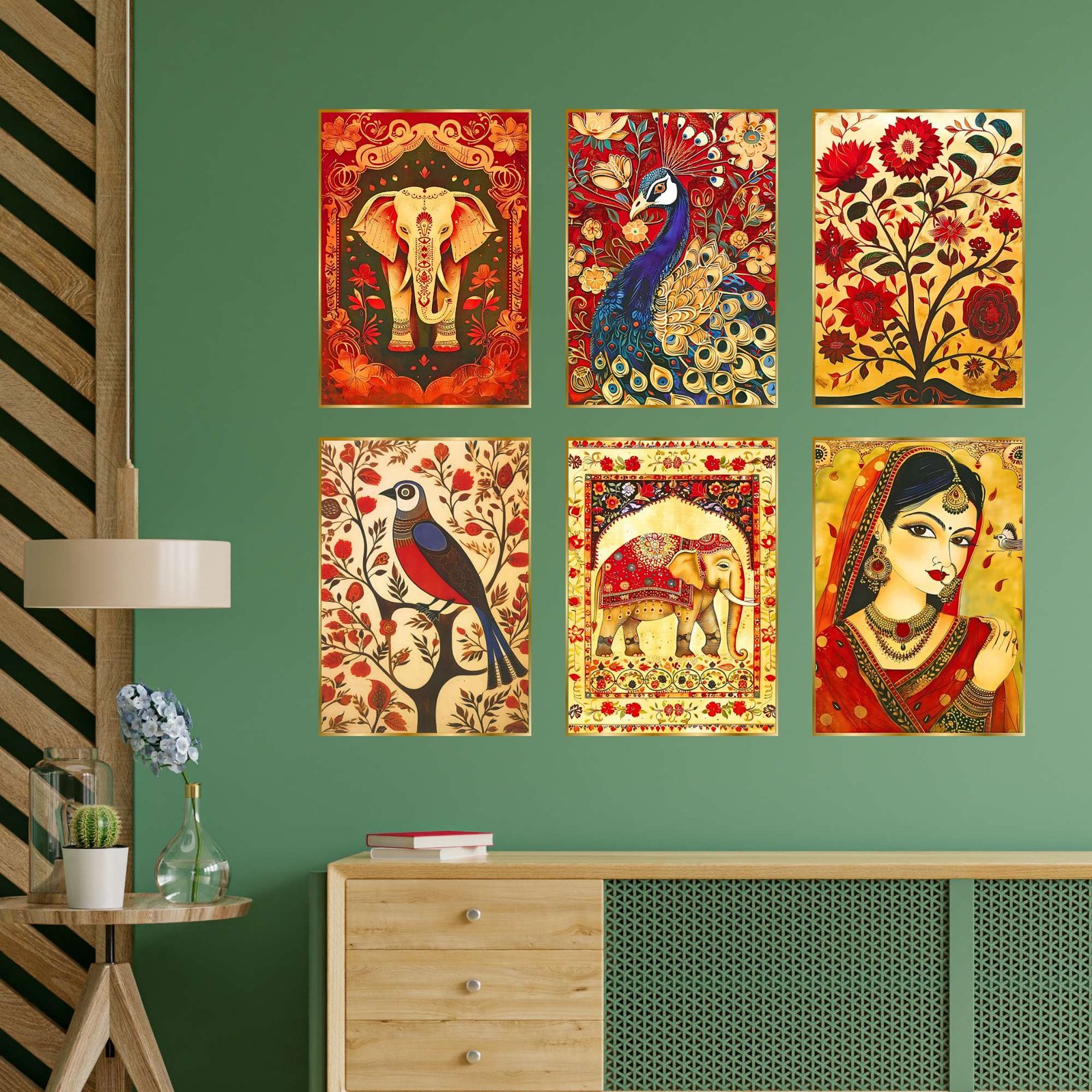 Set of Six Wall Paintings for Wall Dacoration Golden Framed Wall Paintings for Living Room & Bedroom Wall Art for Home Decoration & Office Wall Dรฉcor (13x10 inch CH-GD6-8) - Image 2