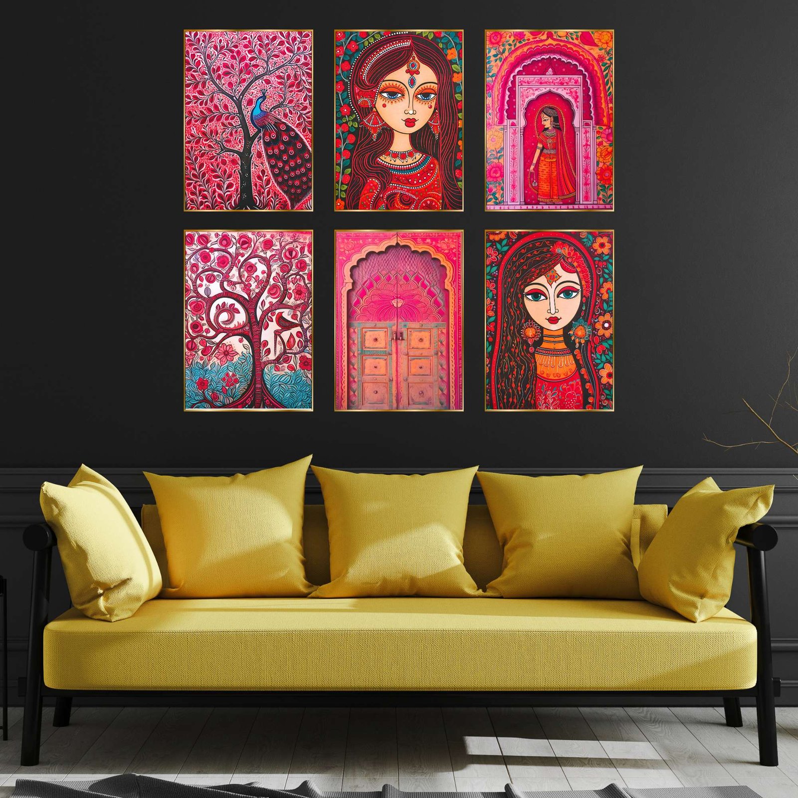Set of Six Wall Paintings for Wall Dacoration Golden Framed Wall Paintings for Living Room & Bedroom Wall Art for Home Decoration & Office Wall Dรฉcor (13x10 inch CH-GD6-4) - Image 2